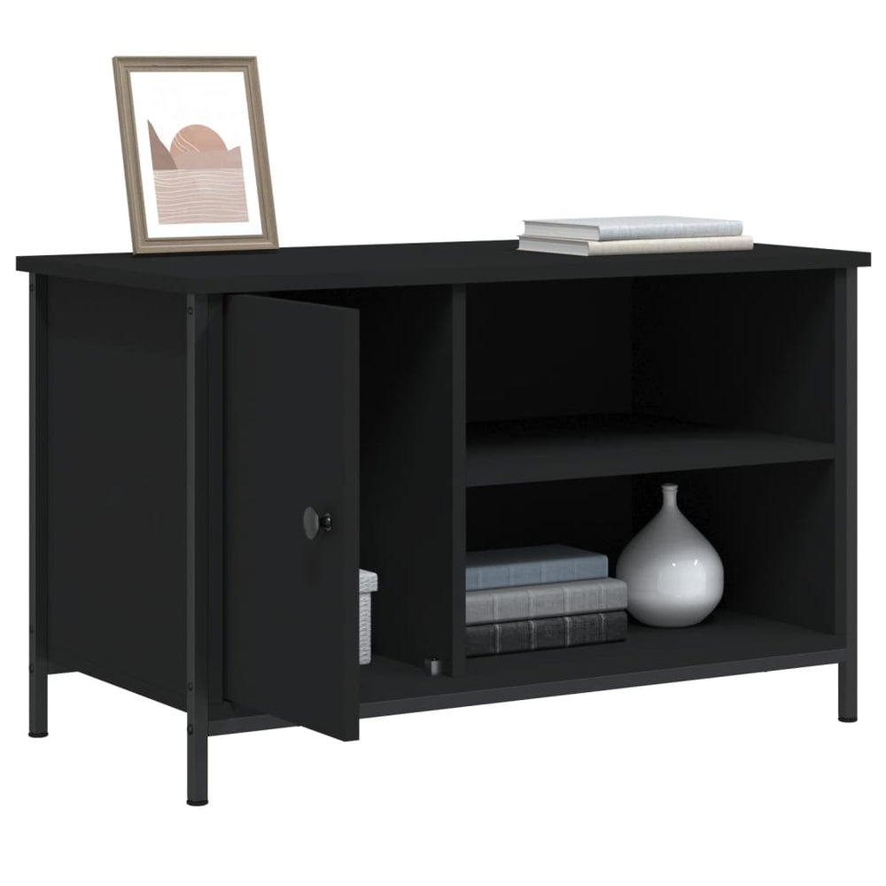 Tv-meubel 80x40x50 cm bewerkt hout zwart MeubelReus