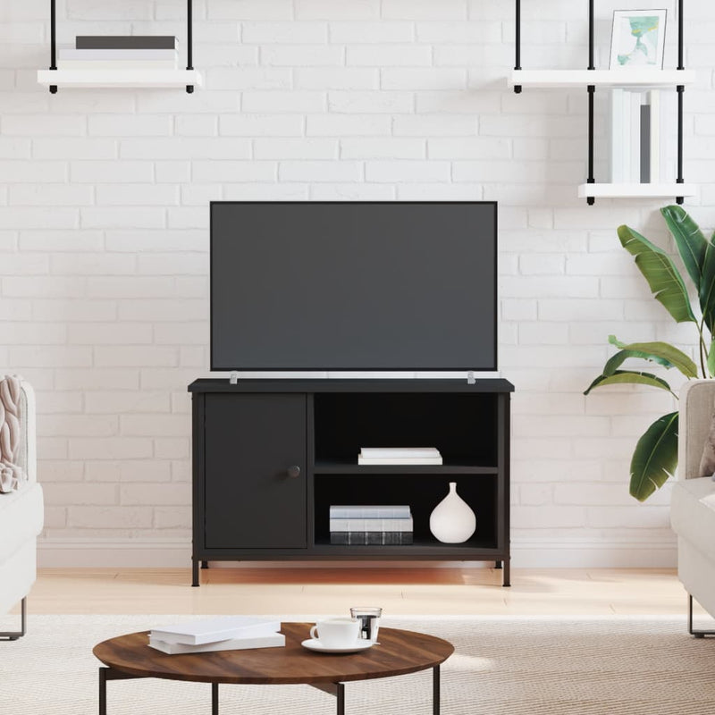 Tv-meubel 80x40x50 cm bewerkt hout zwart MeubelReus