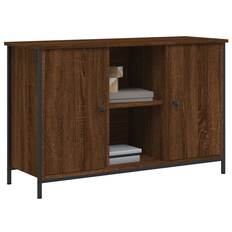 Tv-meubel 100x35x65 cm bewerkt hout bruin eikenkleur MeubelReus