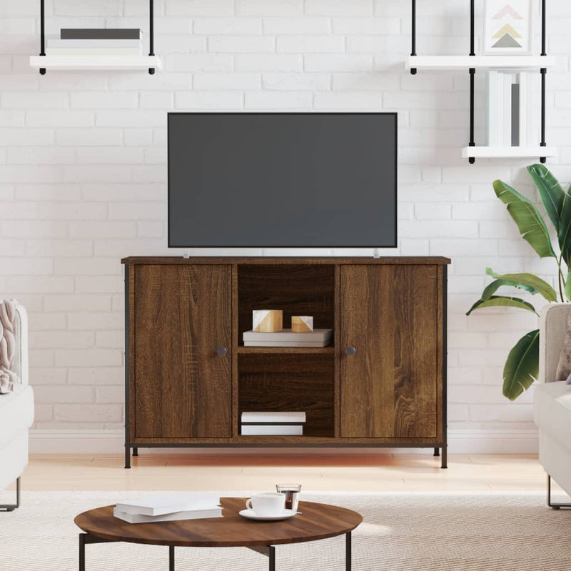 Tv-meubel 100x35x65 cm bewerkt hout bruin eikenkleur MeubelReus