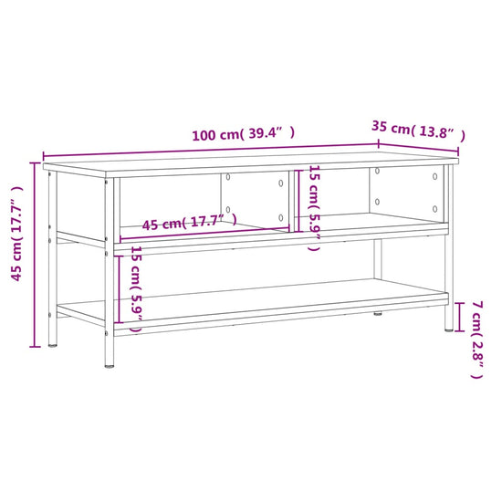 Tv-meubel 100x35x45 cm bewerkt hout gerookt eikenkleurig MeubelReus