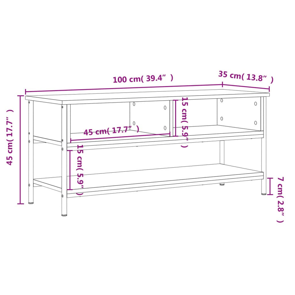 Tv-meubel 100x35x45 cm bewerkt hout grijs sonoma eikenkleurig MeubelReus