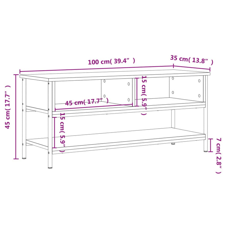 Tv-meubel 100x35x45 cm bewerkt hout grijs sonoma eikenkleurig MeubelReus