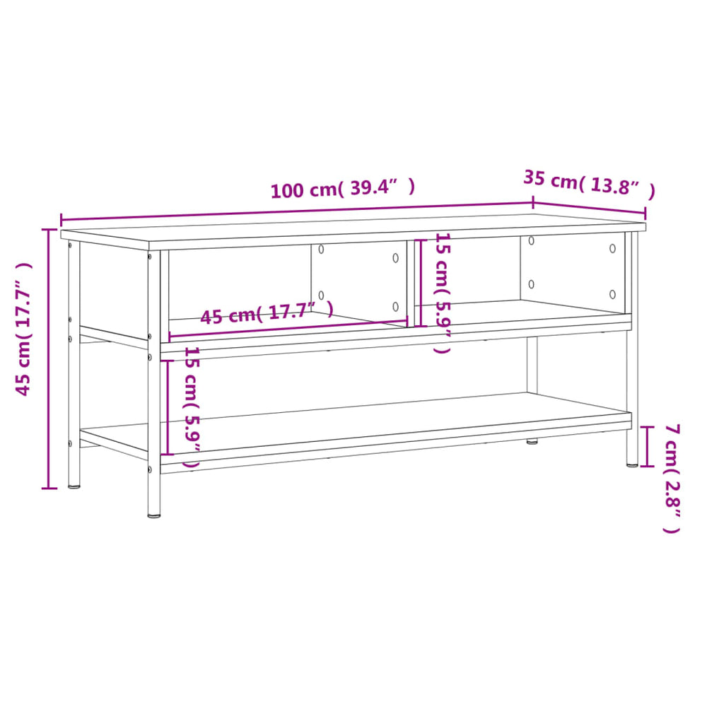 Tv-meubel 100x35x45 cm bewerkt hout bruin eikenkleur MeubelReus