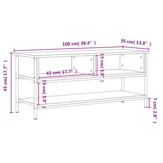 Tv-meubel 100x35x45 cm bewerkt hout bruin eikenkleur MeubelReus