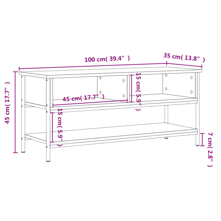 Tv-meubel 100x35x45 cm bewerkt hout bruin eikenkleur MeubelReus