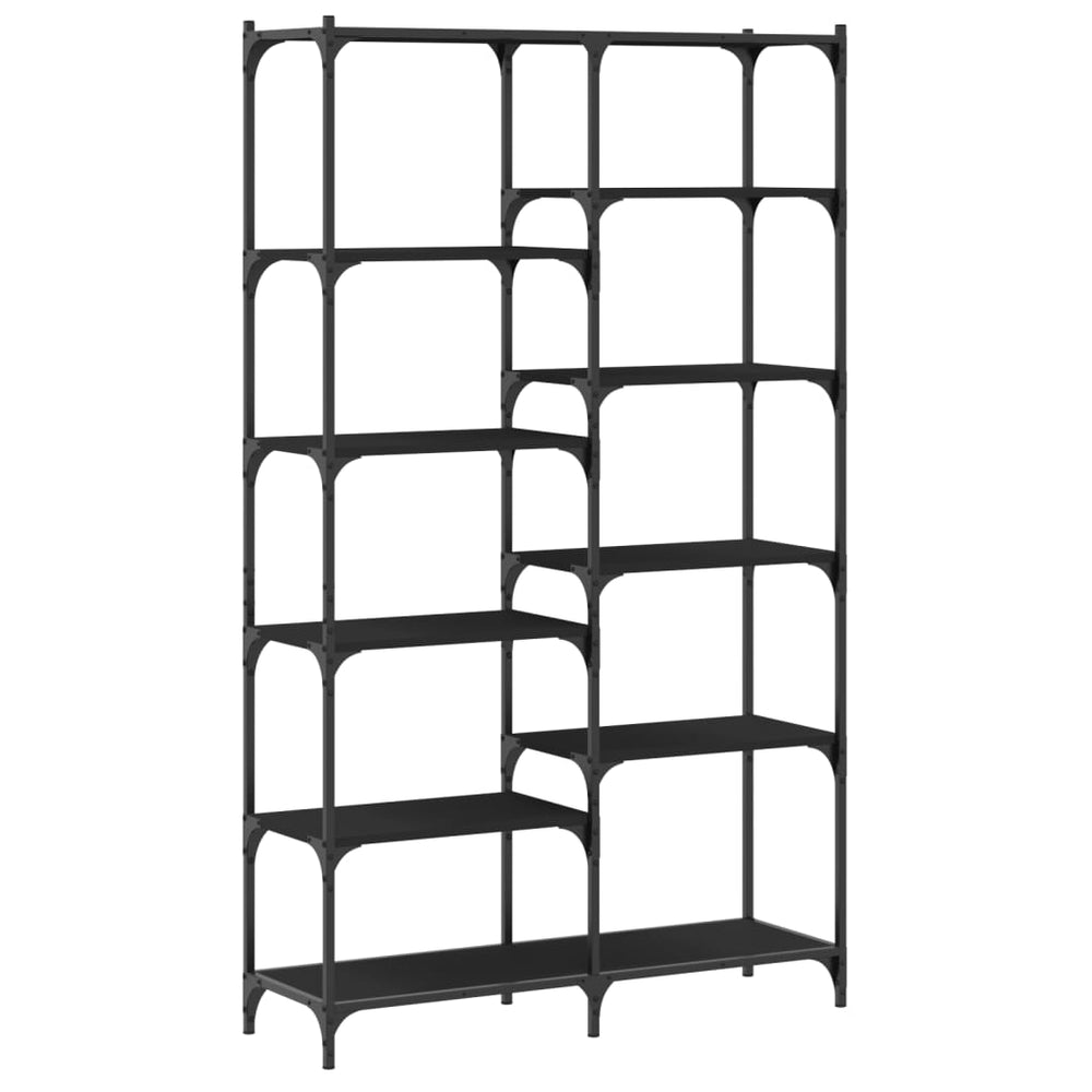 Boekenrek 100x32x170 cm bewerkt hout en ijzer zwart MeubelReus
