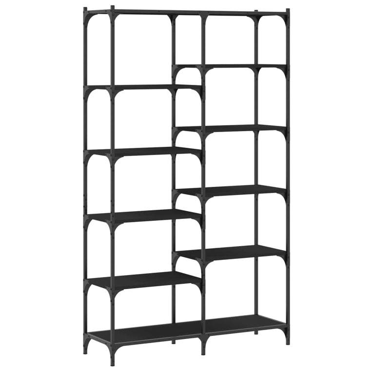 Boekenrek 100x32x170 cm bewerkt hout en ijzer zwart MeubelReus