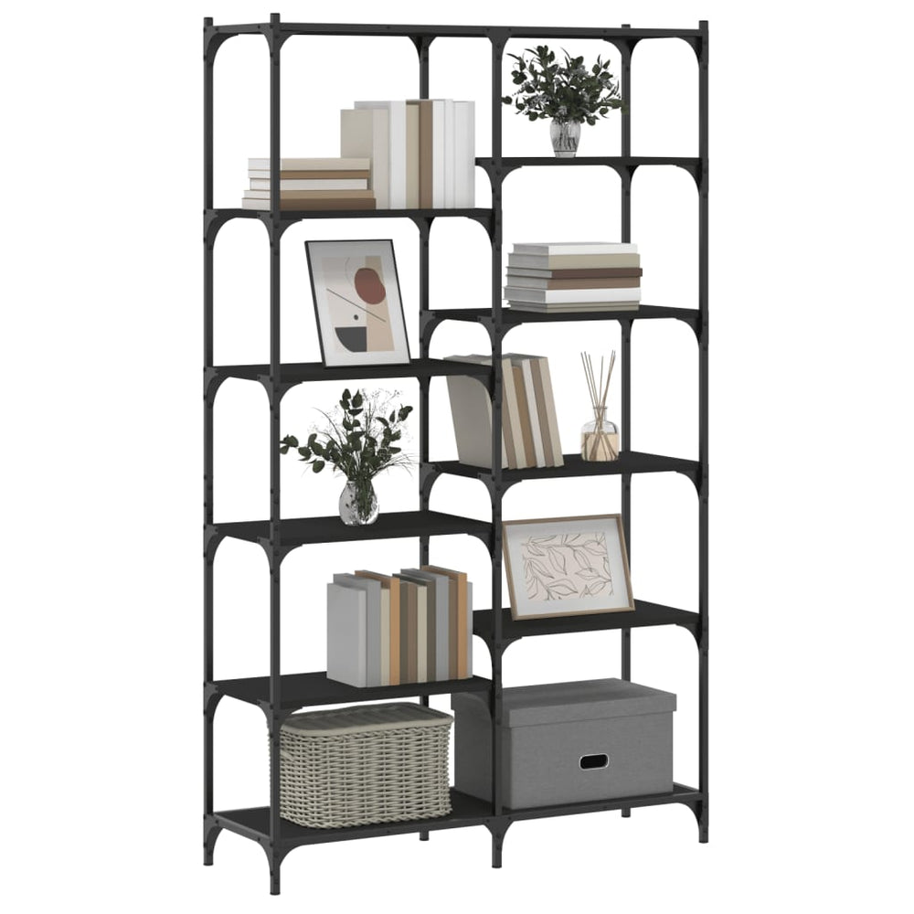 Boekenrek 100x32x170 cm bewerkt hout en ijzer zwart MeubelReus