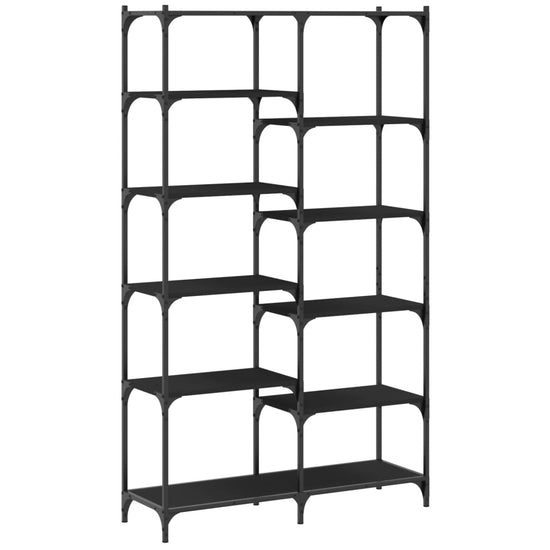 Boekenrek 100x32x170 cm bewerkt hout en ijzer zwart MeubelReus