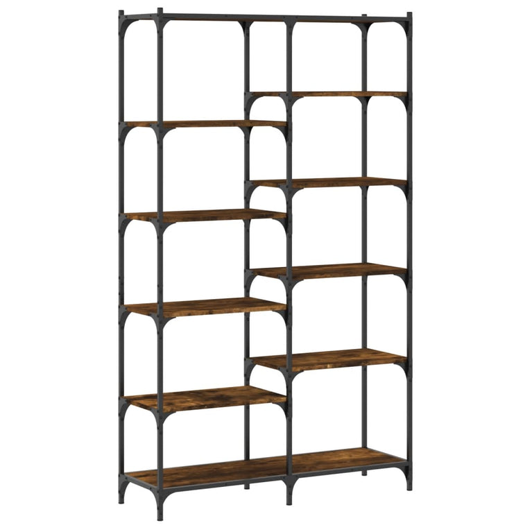 Boekenrek 100x32x170 cm bewerkt hout en ijzer gerookt eiken MeubelReus