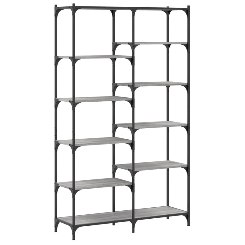 Boekenrek 100x32x170 cm bewerkt hout en ijzer grijs sonoma MeubelReus