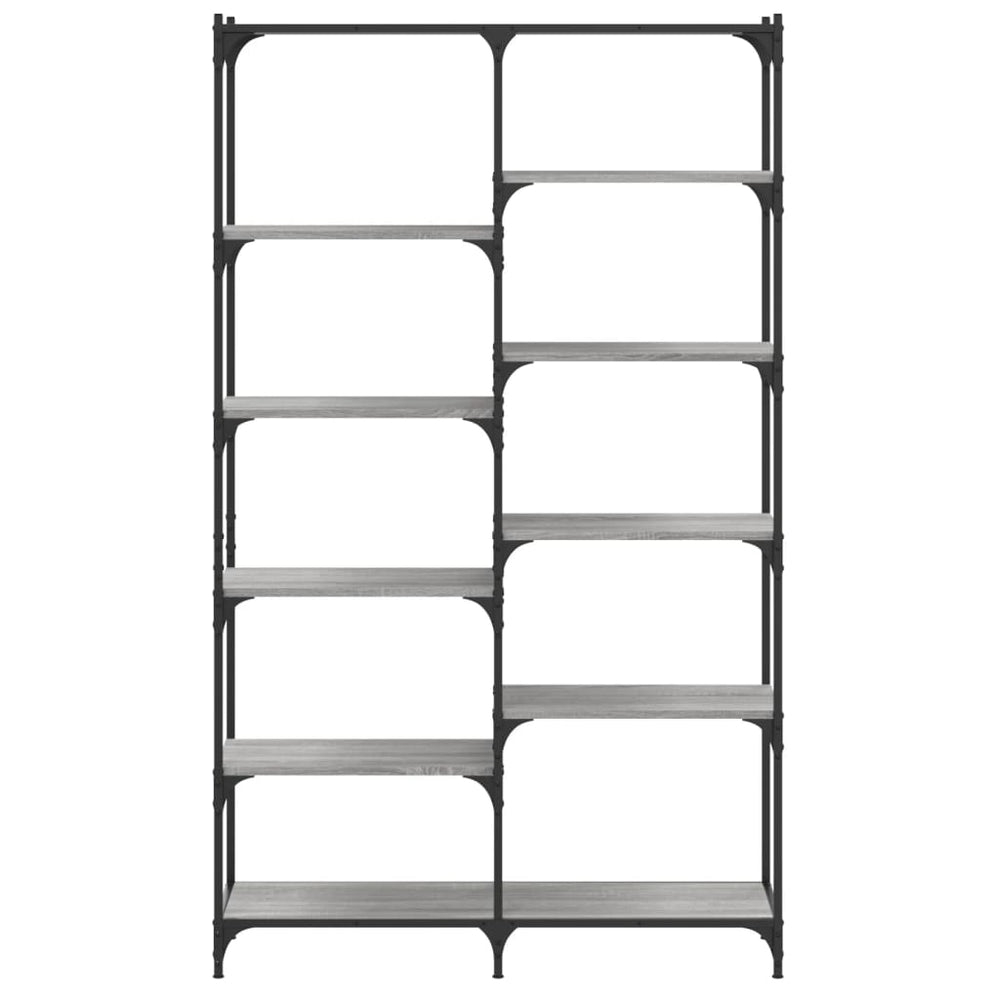 Boekenrek 100x32x170 cm bewerkt hout en ijzer grijs sonoma MeubelReus