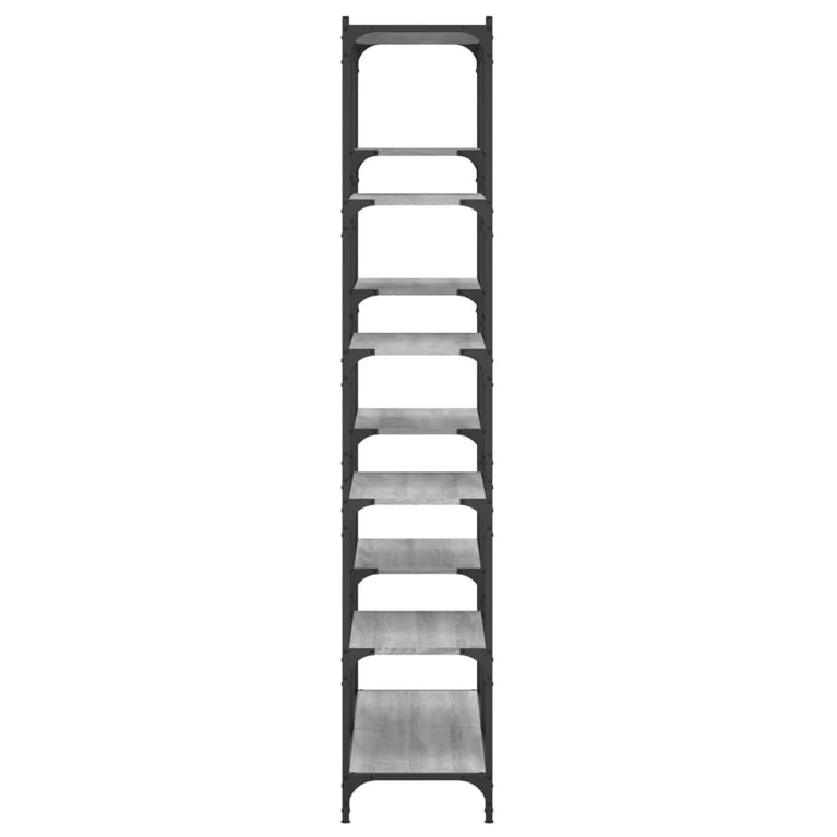 Boekenrek 100x32x170 cm bewerkt hout en ijzer grijs sonoma MeubelReus