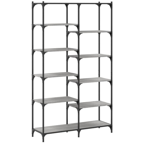 Boekenrek 100x32x170 cm bewerkt hout en ijzer grijs sonoma MeubelReus