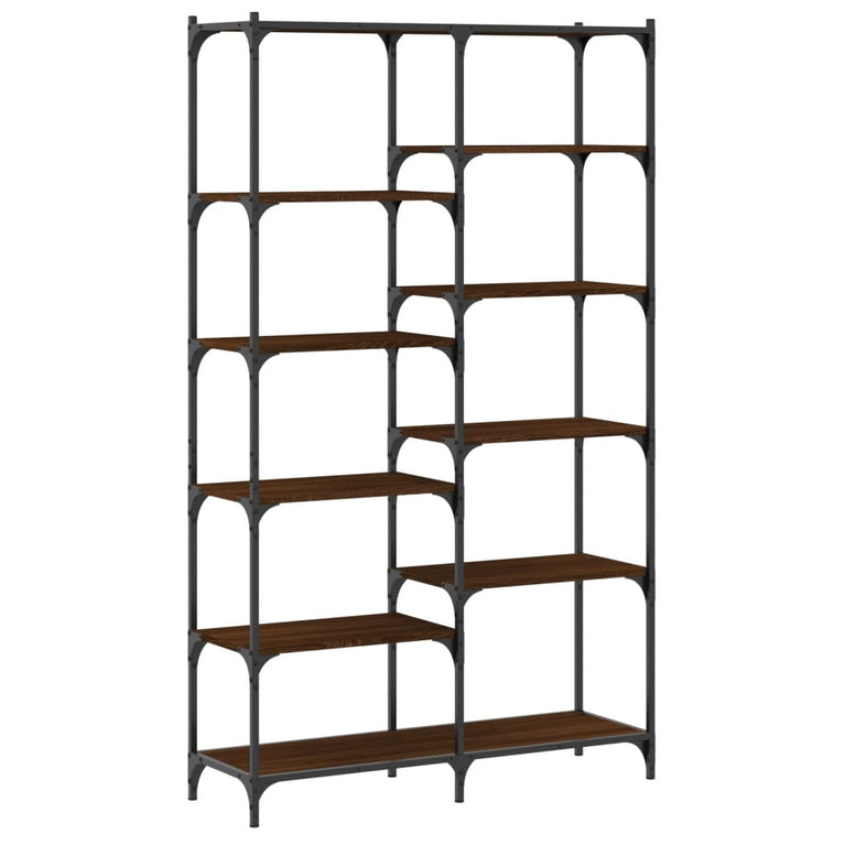 Boekenrek 100x32x170 cm bewerkt hout en ijzer bruin eikenkleur MeubelReus