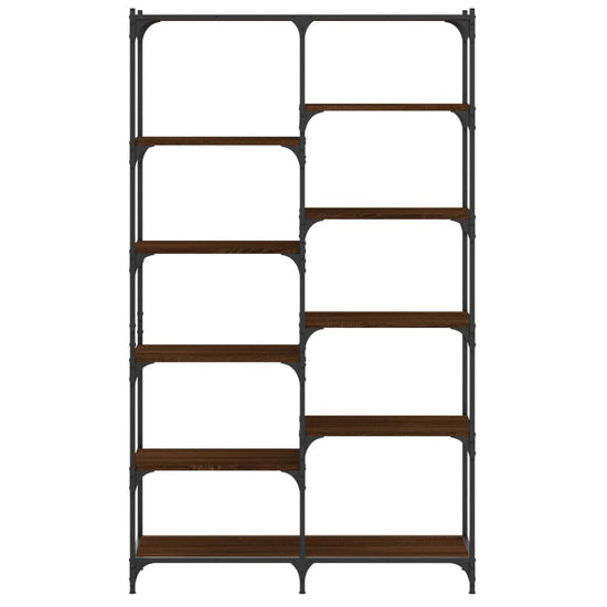 Boekenrek 100x32x170 cm bewerkt hout en ijzer bruin eikenkleur MeubelReus