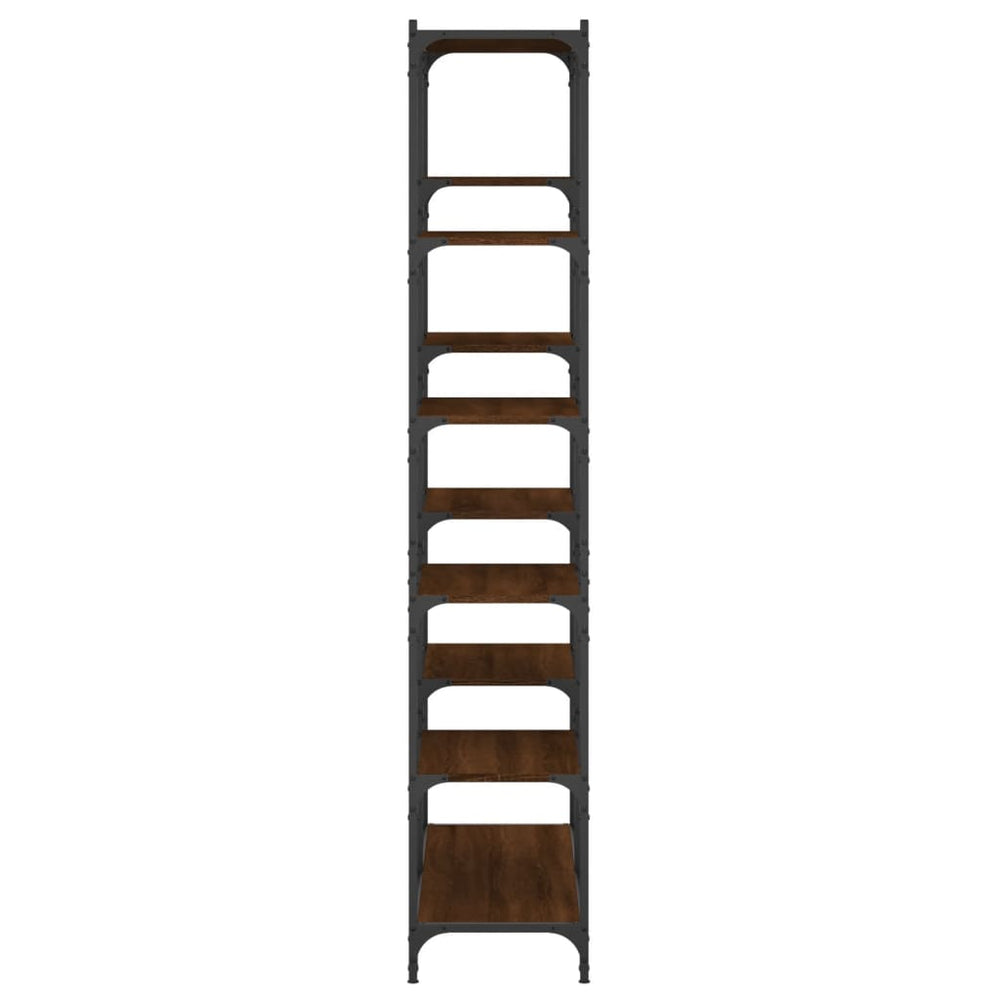 Boekenrek 100x32x170 cm bewerkt hout en ijzer bruin eikenkleur MeubelReus