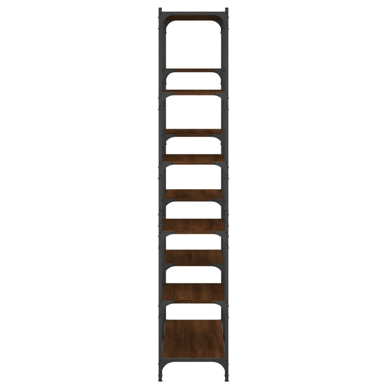 Boekenrek 100x32x170 cm bewerkt hout en ijzer bruin eikenkleur MeubelReus