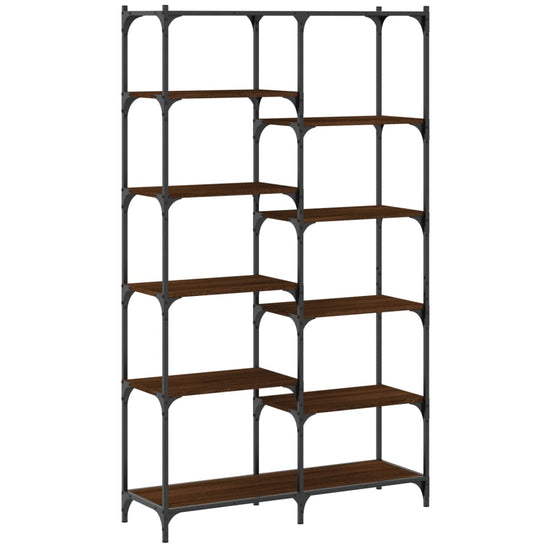 Boekenrek 100x32x170 cm bewerkt hout en ijzer bruin eikenkleur MeubelReus