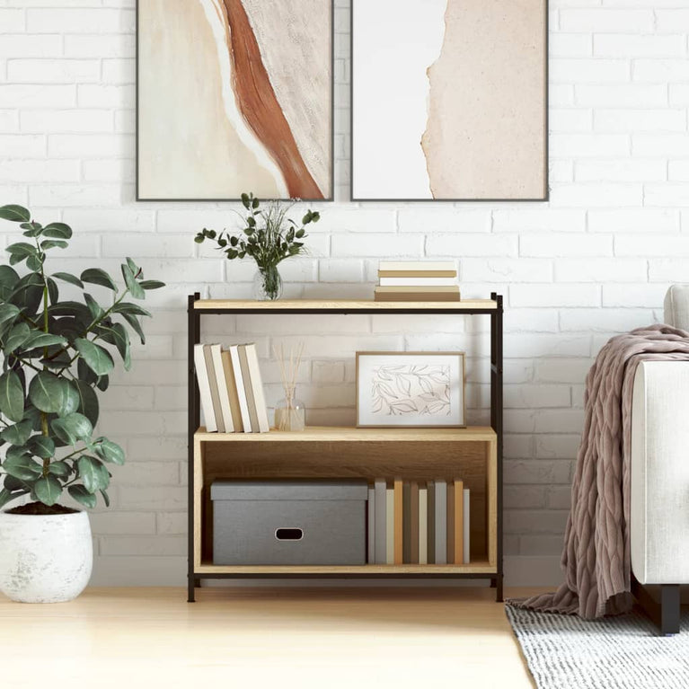 Boekenrek 80x30x78,5 cm bewerkt hout en ijzer sonoma eikenkleur MeubelReus