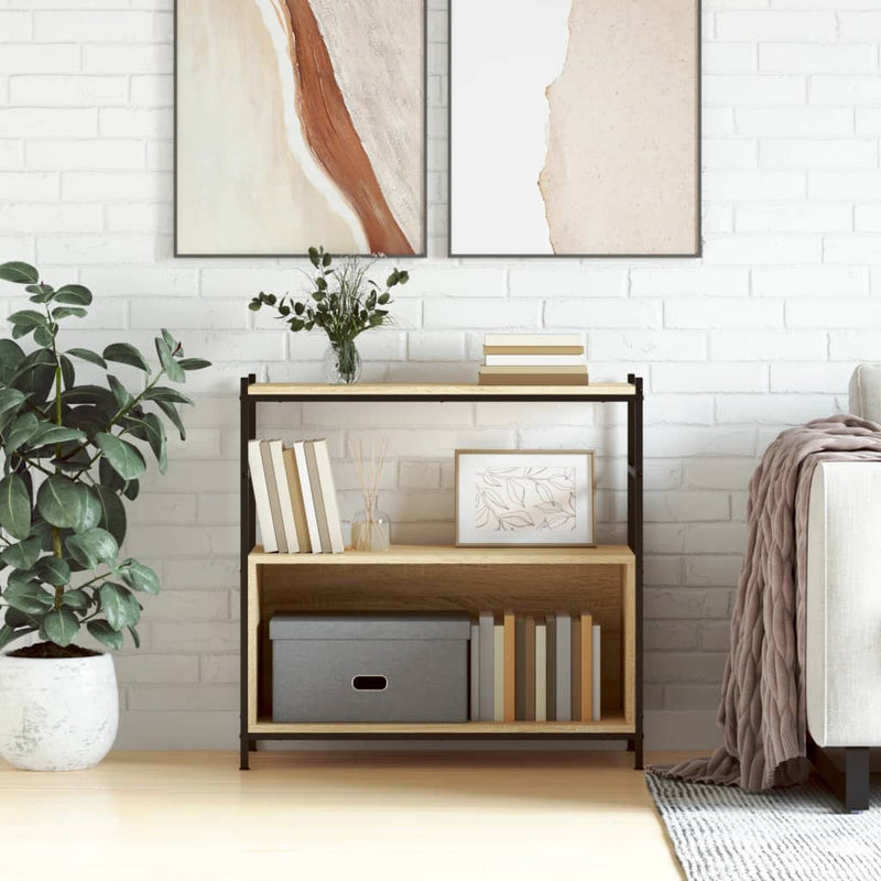 Boekenrek 80x30x78,5 cm bewerkt hout en ijzer sonoma eikenkleur MeubelReus