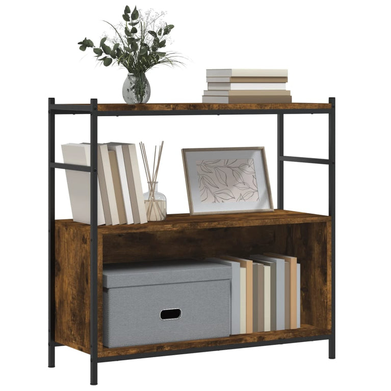 Boekenrek 80x30x78,5 cm bewerkt hout en ijzer gerookt eiken MeubelReus