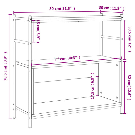Boekenrek 80x30x78,5 cm bewerkt hout en ijzer gerookt eiken MeubelReus