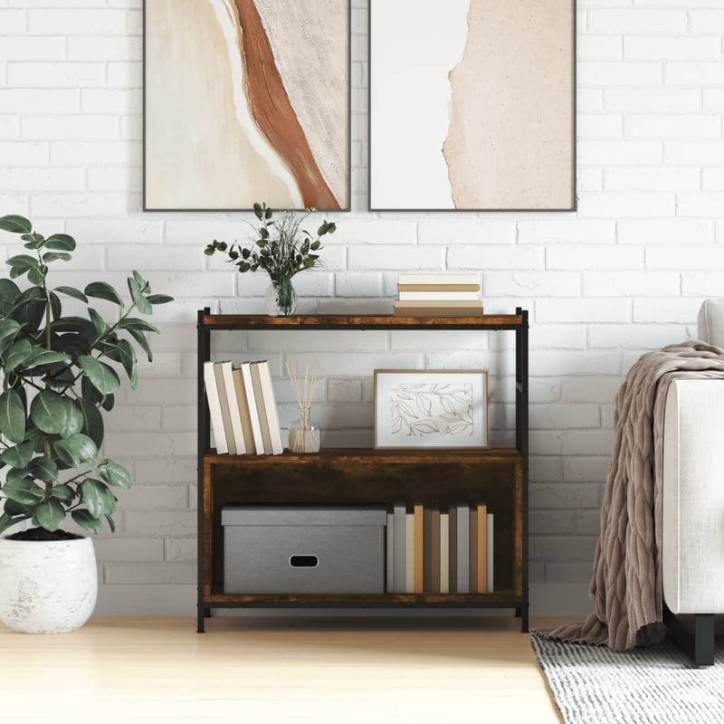 Boekenrek 80x30x78,5 cm bewerkt hout en ijzer gerookt eiken MeubelReus