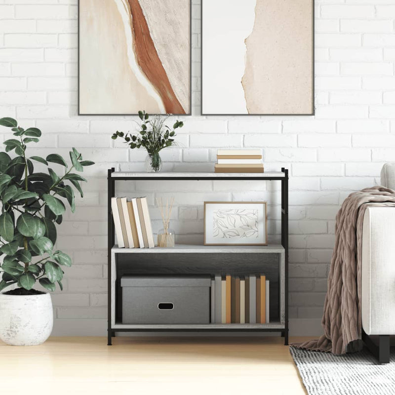Boekenrek 80x30x78,5 cm bewerkt hout en ijzer grijs sonoma MeubelReus