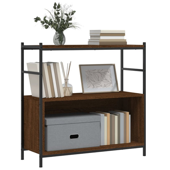Boekenrek 80x30x78,5 cm bewerkt hout en ijzer bruin eikenkleur MeubelReus