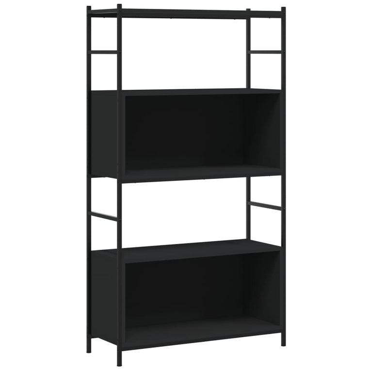Boekenrek 80x30x145,5 cm bewerkt hout en ijzer zwart MeubelReus
