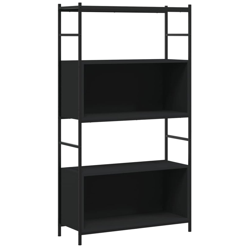 Boekenrek 80x30x145,5 cm bewerkt hout en ijzer zwart MeubelReus
