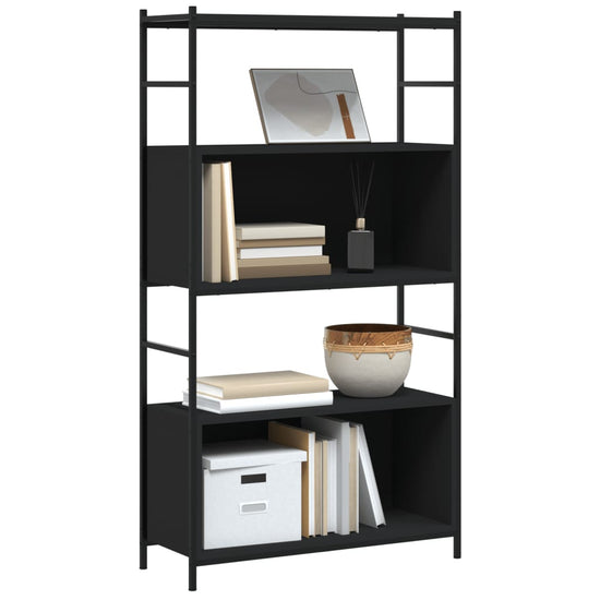Boekenrek 80x30x145,5 cm bewerkt hout en ijzer zwart MeubelReus
