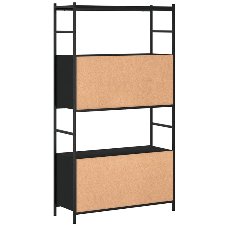 Boekenrek 80x30x145,5 cm bewerkt hout en ijzer zwart MeubelReus