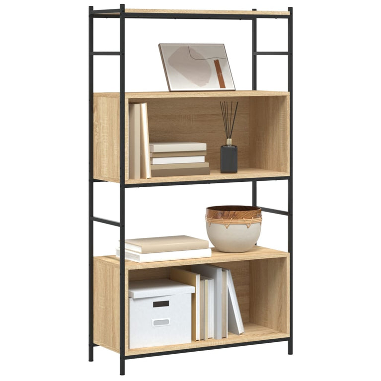 Boekenrek 80x30x145,5 cm bewerkt hout en ijzer sonoma eiken MeubelReus