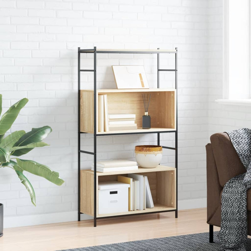 Boekenrek 80x30x145,5 cm bewerkt hout en ijzer sonoma eiken MeubelReus