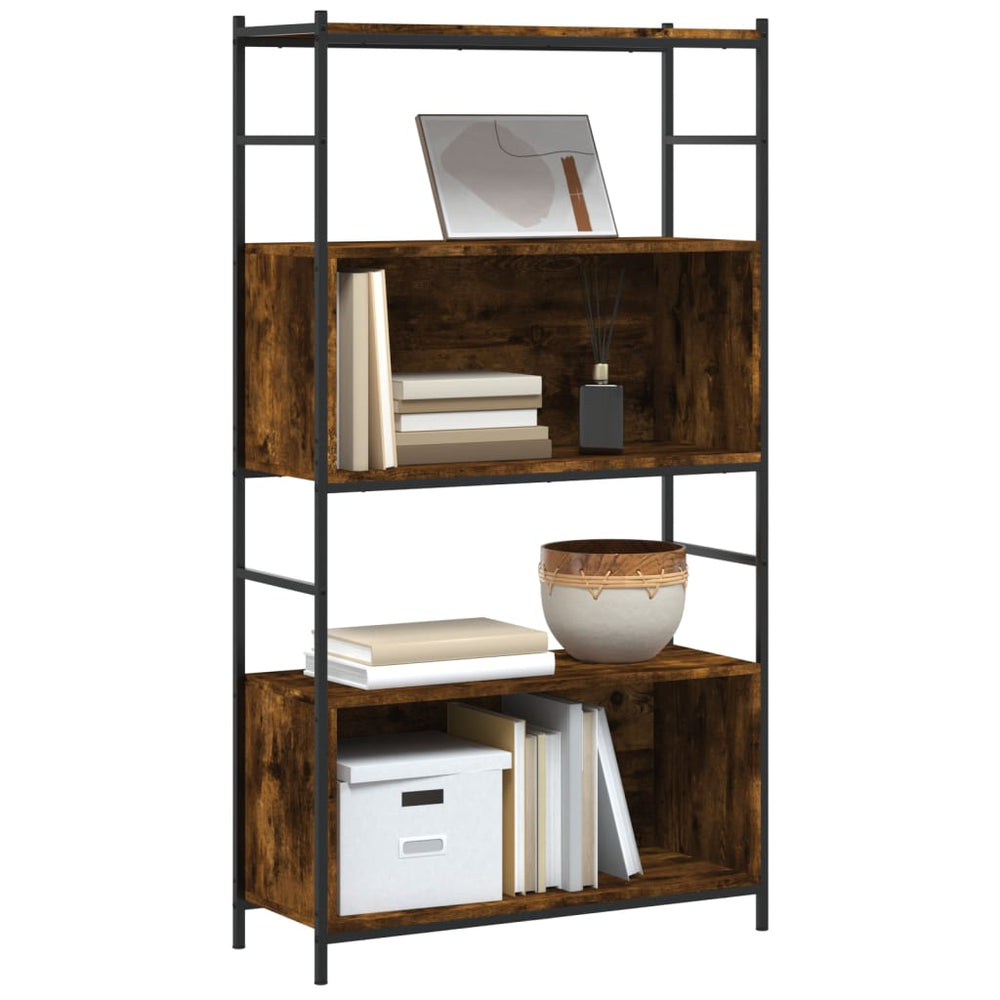 Boekenrek 80x30x145,5 cm bewerkt hout en ijzer gerookt eiken MeubelReus