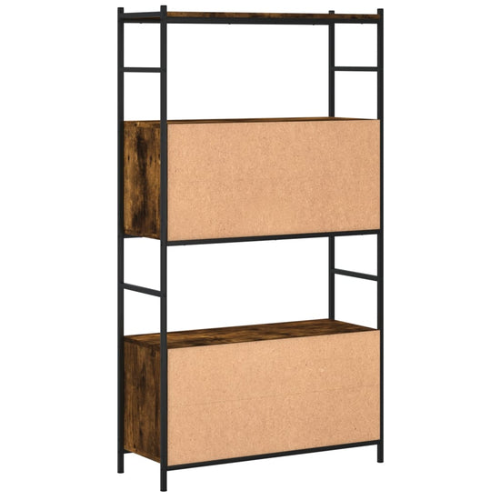 Boekenrek 80x30x145,5 cm bewerkt hout en ijzer gerookt eiken MeubelReus