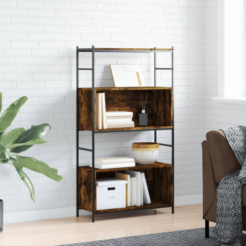 Boekenrek 80x30x145,5 cm bewerkt hout en ijzer gerookt eiken MeubelReus