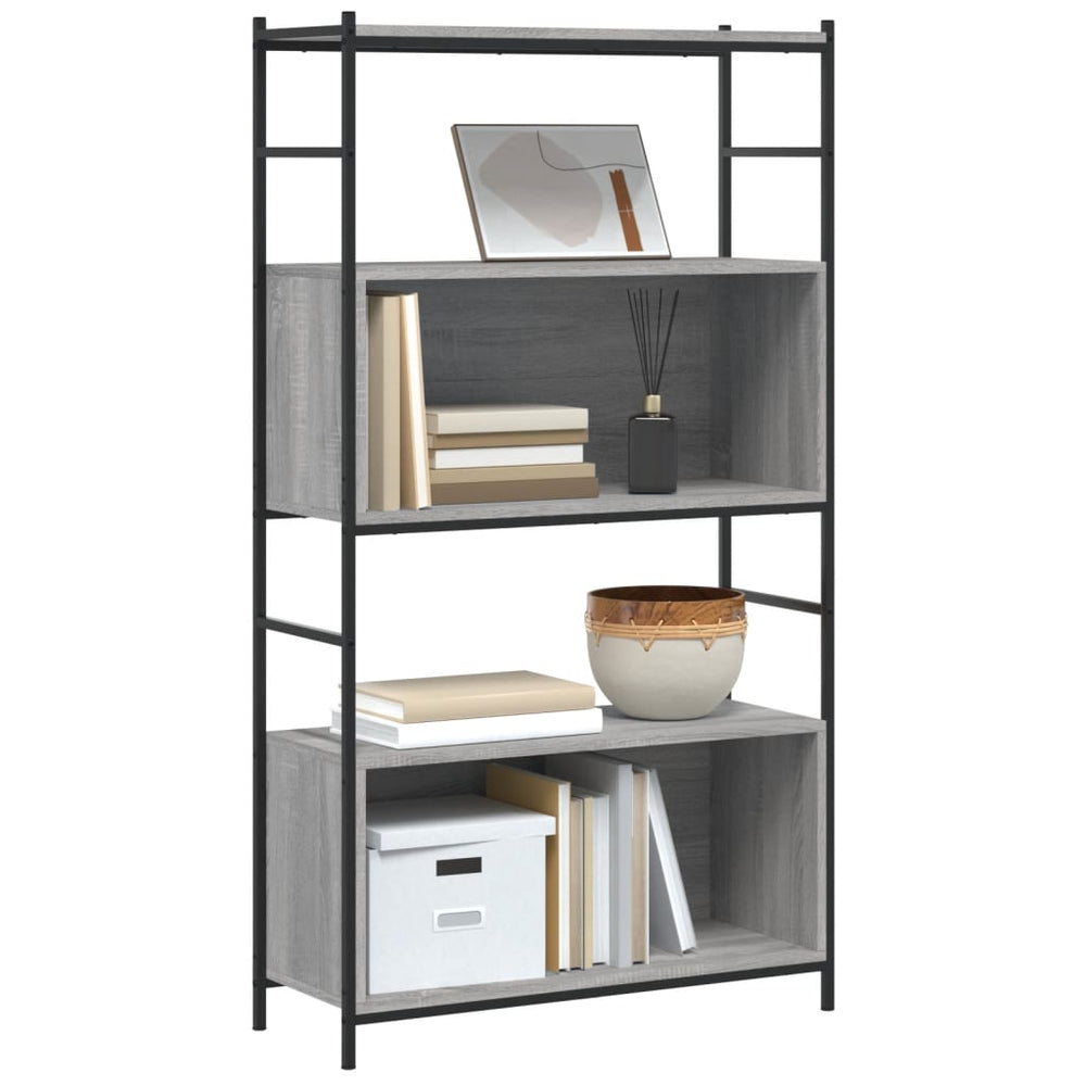Boekenrek 80x30x145,5 cm bewerkt hout en ijzer grijs sonoma MeubelReus