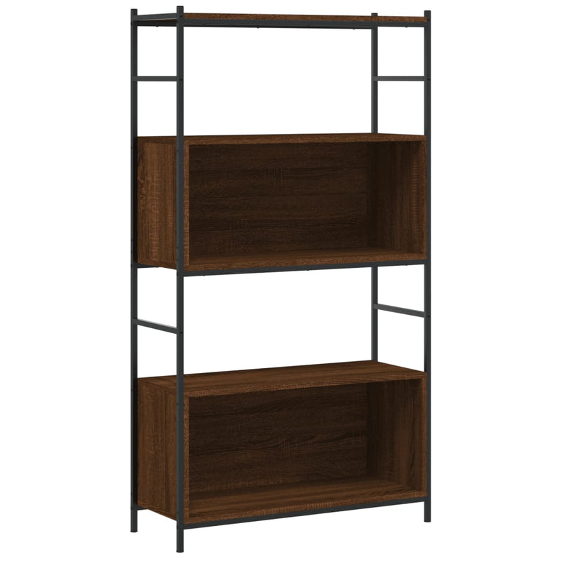Boekenkast 80x30x145,5 cm bewerkt hout en ijzer bruin eikenkleur MeubelReus