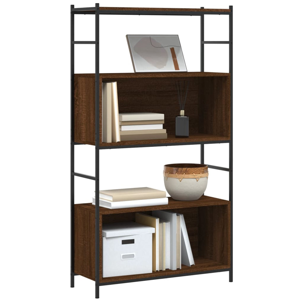 Boekenkast 80x30x145,5 cm bewerkt hout en ijzer bruin eikenkleur MeubelReus