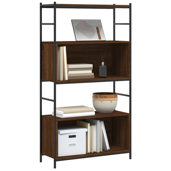 Boekenkast 80x30x145,5 cm bewerkt hout en ijzer bruin eikenkleur MeubelReus
