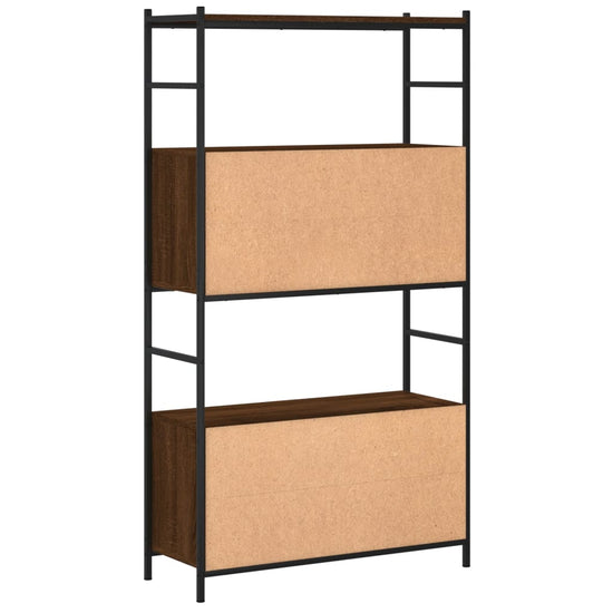 Boekenkast 80x30x145,5 cm bewerkt hout en ijzer bruin eikenkleur MeubelReus