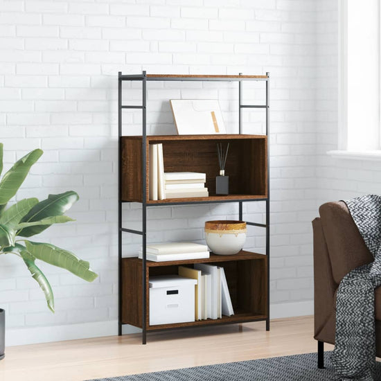 Boekenkast 80x30x145,5 cm bewerkt hout en ijzer bruin eikenkleur MeubelReus