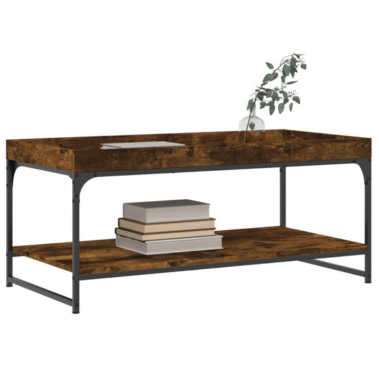 Salontafel 100x49x45 cm bewerkt hout gerookt eikenkleurig MeubelReus