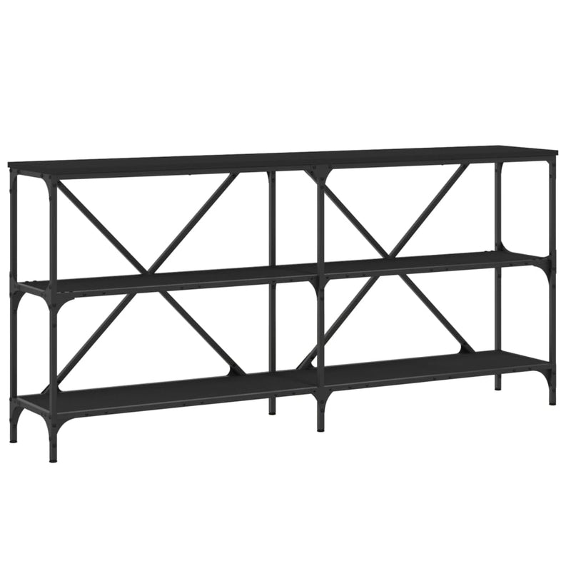 Wandtafel 160x30x75 cm bewerkt hout en ijzer zwart MeubelReus