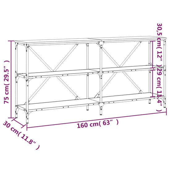 Wandtafel 160x30x75 cm bewerkt hout en ijzer zwart MeubelReus