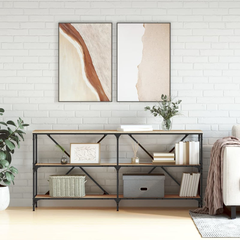 Wandtafel 160x30x75 cm bewerkt hout en ijzer sonoma eikenkleur MeubelReus